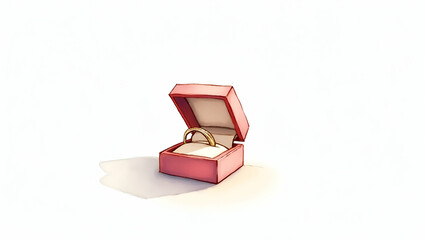 Watercolor Wedding Ring Box Illustration for Romantic Designs & Themes