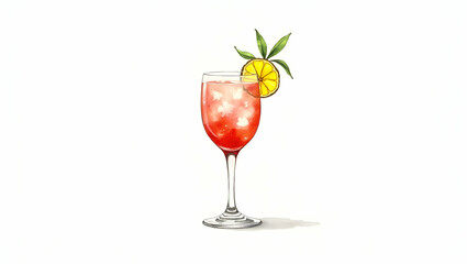 Farm to Glass Craft Cocktails: Hand-Drawn Watercolor Illustration of Fresh Ingredients & Mixology Techniques on White Background - Perfect for Photo Stock Concepts with Space for Text