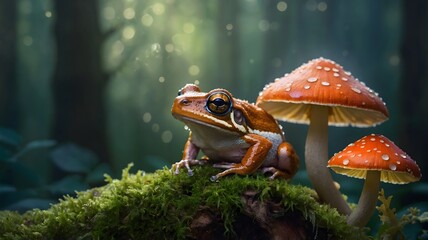 Blanchard's Cricket Frog Resting on Log in a Sunlit Pond