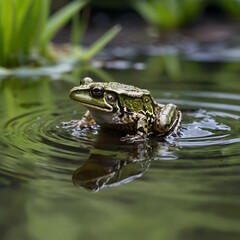 Blanchard's Cricket Frog Jumping Across Stones in Shallow Pond