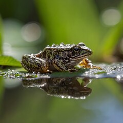 Blanchard's Cricket Frog on Leaf in Sunlit Wetland