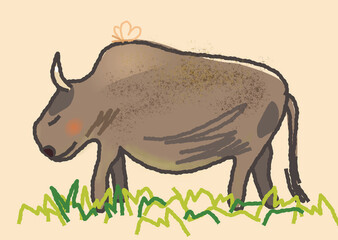 Water Buffalo on the Meadow