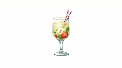 Farm to glass craft cocktails watercolor illustration clipart hand drawn fresh ingredients mixology isolated white background concept as Watercolor illustration of farm to glass craft cocktails made w
