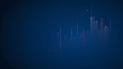 Stock Market Candlestick Graph: Bullish Trends on Blue Background Vector