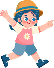 Childrens Catching a Butterfly or Insect with Bugs Net in Outdoor Illustration