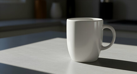 Fototapeta premium White Mug On Light Gray Table
