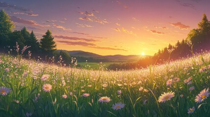 Fototapeta premium Golden Hour Daisies