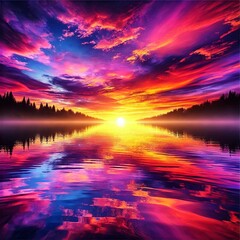 Obraz premium sunset over the river