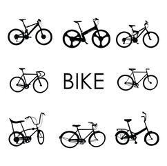 Obraz premium Vector illustration Bicycle silhouette set isolated on white background