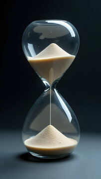 Quantum observation hourglass where sand flows only when watched, with projected wavefunction visualizations of the observer effect.
