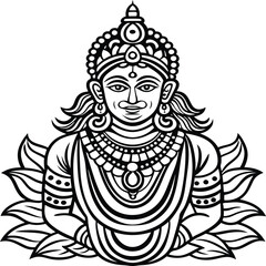  Sharad Purnima God Design Line Art Vector