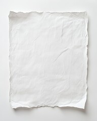 Obraz premium A single sheet of crisp white paper rests flat on a smooth, bright white surface, casting a subtle shadow that highlights its clean edges and texture, inviting creativity.