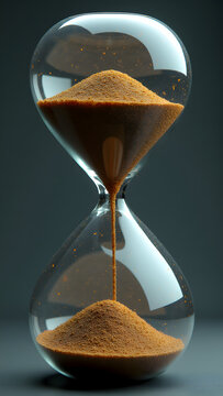 Absurdist hourglass where sand particles randomly reverse direction, creating meaningless flow patterns and illogical accumulations.