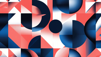 Obraz premium A vibrant dance of coral and navy shapes, a playful geometric composition with a textured, almost tactile feel.