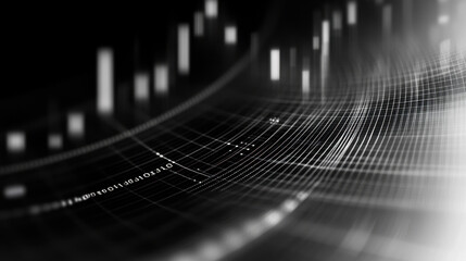 Financial presentation background: charcoal gray grid lines with golden ratio spiral — data visualization-ready design