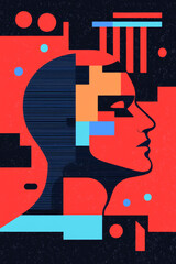 Abstract representation of human thought and emotions in vibrant colors and shapes.