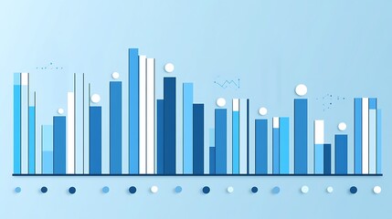 Fototapeta premium Abstract Cityscape with Financial Bar Graphs, Abstract cityscape with bar graphs and data points, representing financial growth