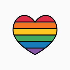 Fototapeta premium LGBTQ flag heart icon, line art design vector
