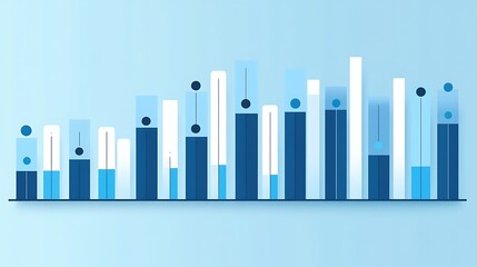 Obraz premium Abstract Cityscape with Financial Bar Graphs, Abstract cityscape with bar graphs and data points, representing financial growth