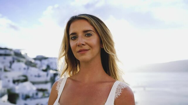 Female Model Santorini Greece Travel Vacation Adventure
