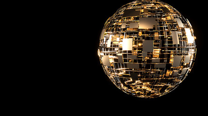 Obraz premium Futuristic abstract sphere digital space 3d render dark environment close-up view technology concept