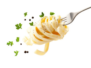 Creamy Fettuccine Alfredo Pasta Dish with Parsley and Peppercorns