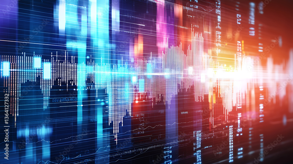 Poster visualizing data trends technology environment digital artwork abstract graphics dynamic viewpoint