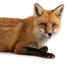 Fototapeta premium Cute red fox walking isolated on white background, perfect for educational content, nature conservation awareness, and wildlife-inspired designs 