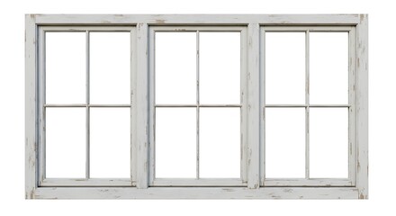 white painted wooden window frame with three equally sized panes, Rustic wooden window frame with multiple panes displayed against a plain background. wallpaper, 