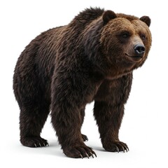 Fototapeta premium Fierce grizzly bear roaring isolated on white background, great for wildlife stock images, nature illustrations, and educational animal content 