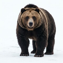 Fototapeta premium Majestic grizzly bear isolated on white background, perfect for wildlife photography, nature conservation, and educational animal illustrations 