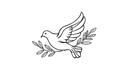 Obraz premium continuous line drawing dove olive branch peace symbol colored - PNG image with transparent background