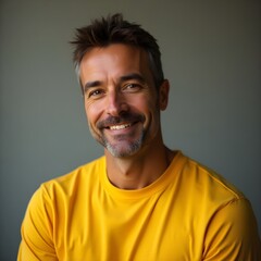 Fototapeta premium The Smiling Man in a Yellow Shirt