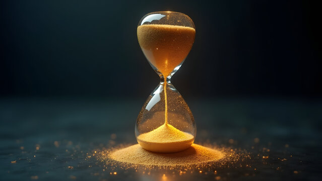 Ancestral DNA hourglass where sands contain complete genetic lineage within a double helix crystal frame with gold molecular markings.