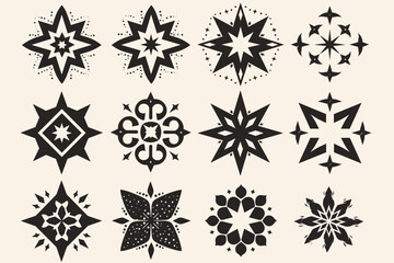 Celestial Emblems: A collection of intricately designed star and geometric patterns, offering a touch of elegance and mystical charm.  