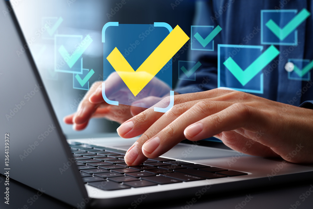 Poster Task management and business process automation BPA. Project and performance management systems. Businessman using laptop computer to manage tasks.