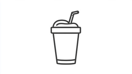 A refreshing smoothie with a straw in a clean minimalist vector design. AI generative