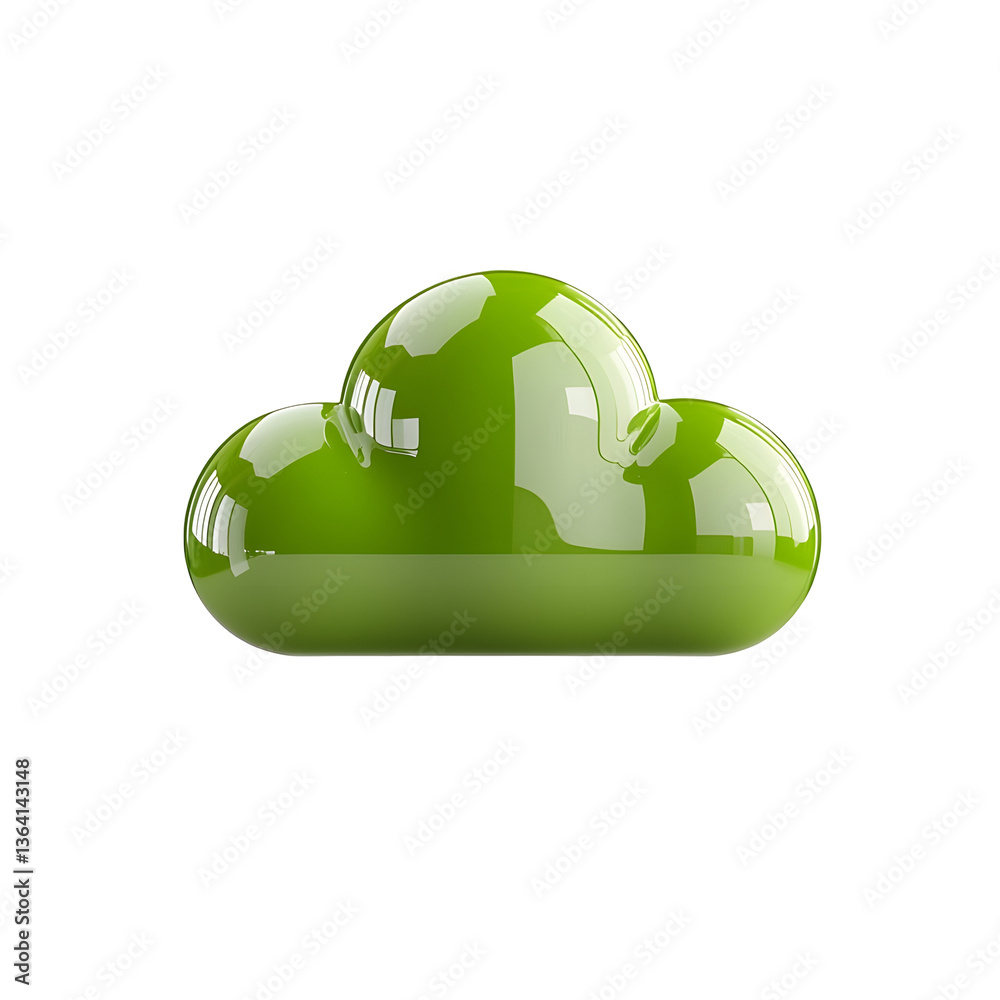 Leinwandbilder a futuristic sleek and elegant digital icon in the shape of a cloud featuring a vibrant green metall