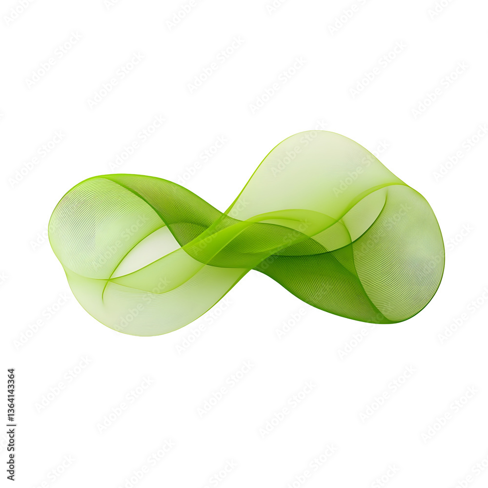 Fototapete Mesmerizing abstract composition featuring a smooth flowing green wave pattern with a dynamic rippling effect and a soft ethereal