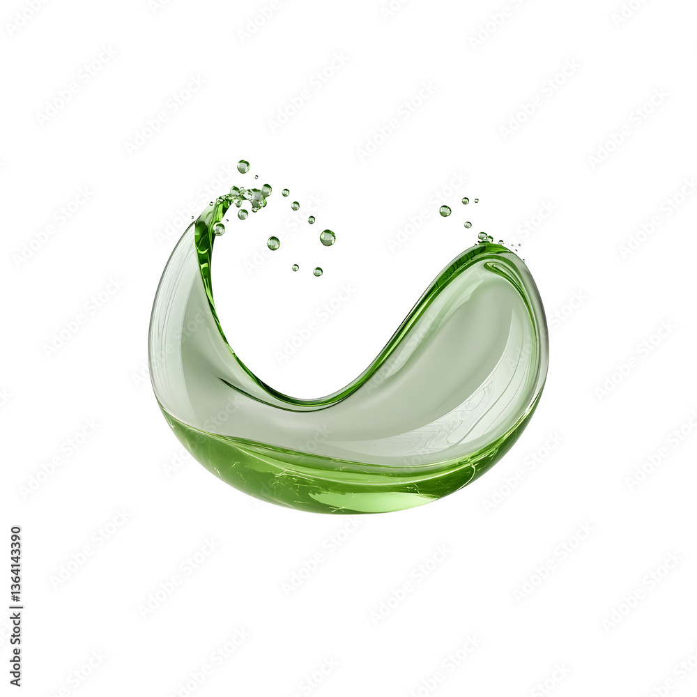 Poster A smooth flowing green glass wave with a captivating liquid like texture creating an abstract and futuristic visual effect