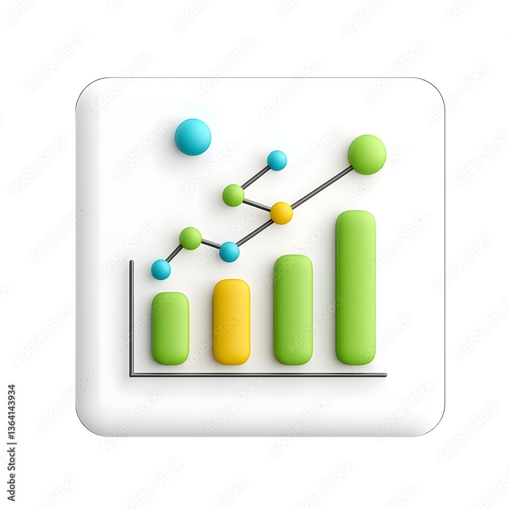 Aufkleber Sleek and modern bar graph icon with soft colors and clean geometric shapes designed for use in web and mobile applications for data analysis reporting and business intelligence