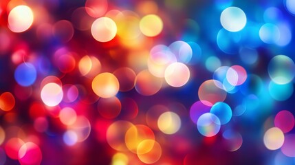 Fototapeta premium Vibrant concert stage with colorful lights and abstract bokeh, capturing the essence of dynamic energy and atmosphere. 