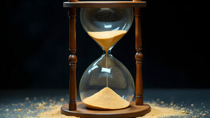 Infinite hourglass where each sand grain contains endless fractal patterns within a quantum observation frame with zoom projection.