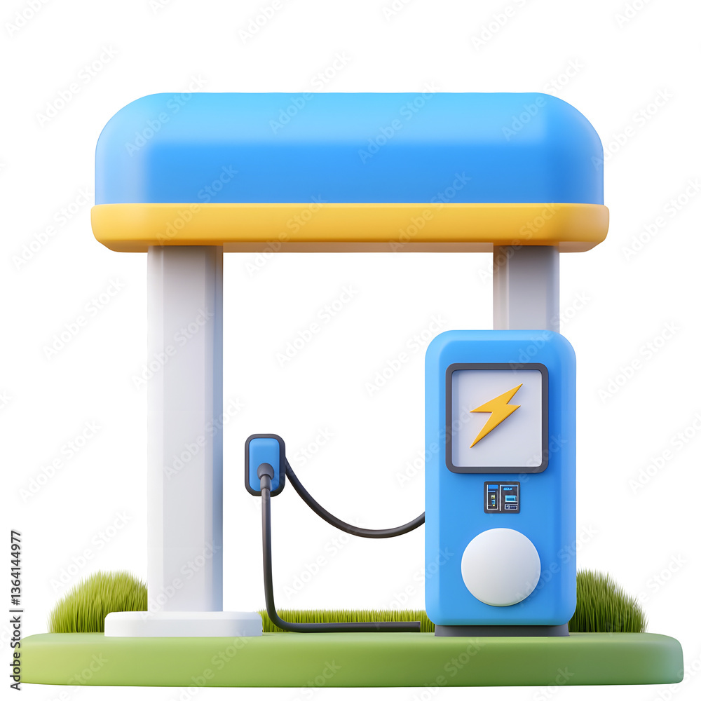 Aufkleber a compact modern looking electric vehicle charging station with a clean structured 3d design in shad