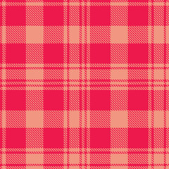 Neon Pinkish Red and Warm Peachy Pink Seamless Tartan Textile Design