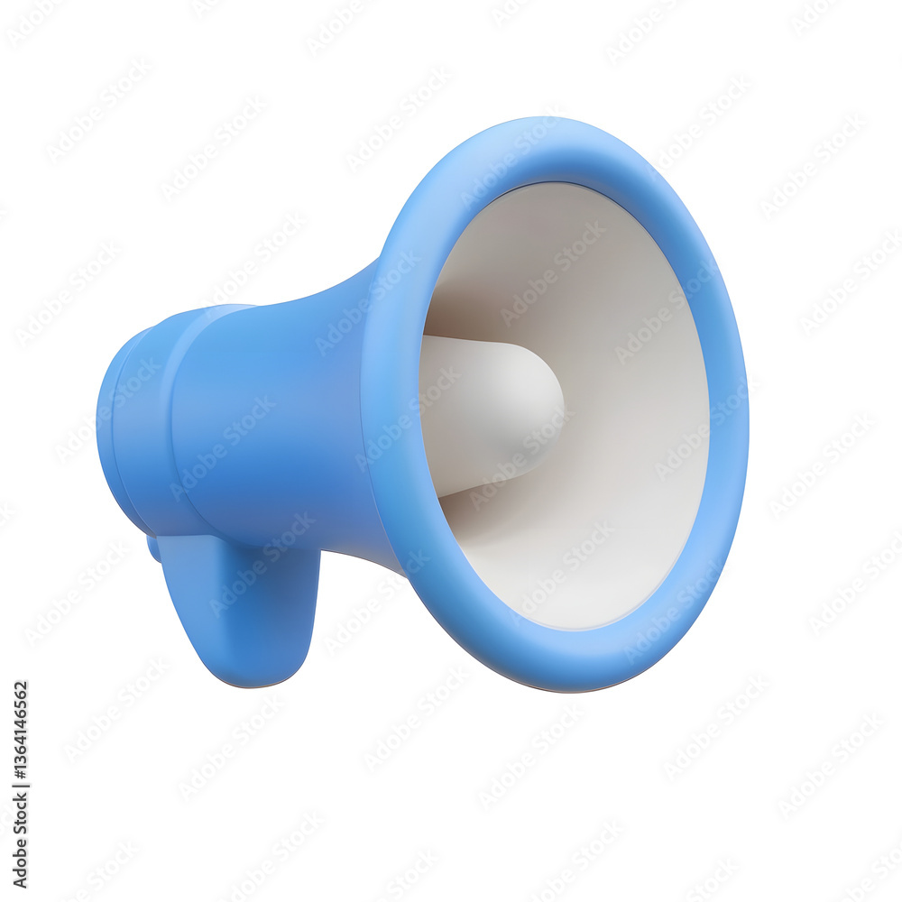 Aufkleber minimalistic 3d rendered blue and white megaphone icon with a clean transparent background represent