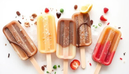 Obraz premium Colorful popsicles on a white background (1)