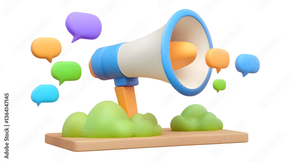 Aufkleber minimalist 3d render of a sleek blue and white megaphone device symbolizing digital communication an