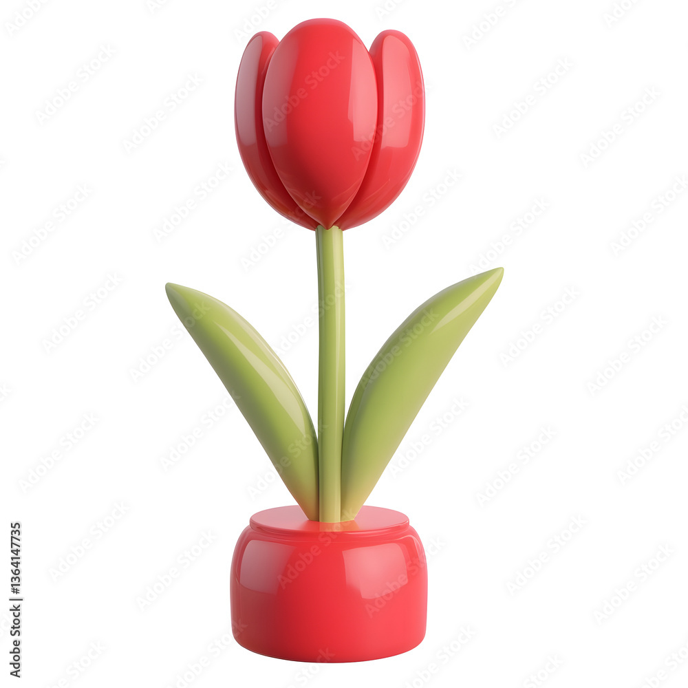 Poster A striking 3D render of a vibrant red tulip icon designed with a clean modern aesthetic for web interfaces and digital applications