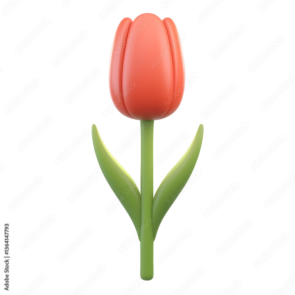 Fototapete a 3d rendering of a vibrant red tulip flower with elegant petals and a green stem showcasing a simpl